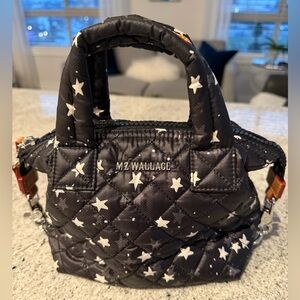 MZ Wallace Black Micro Sutton with White Star Print